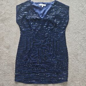 Trina Turk ~Navy Sequin  Dress